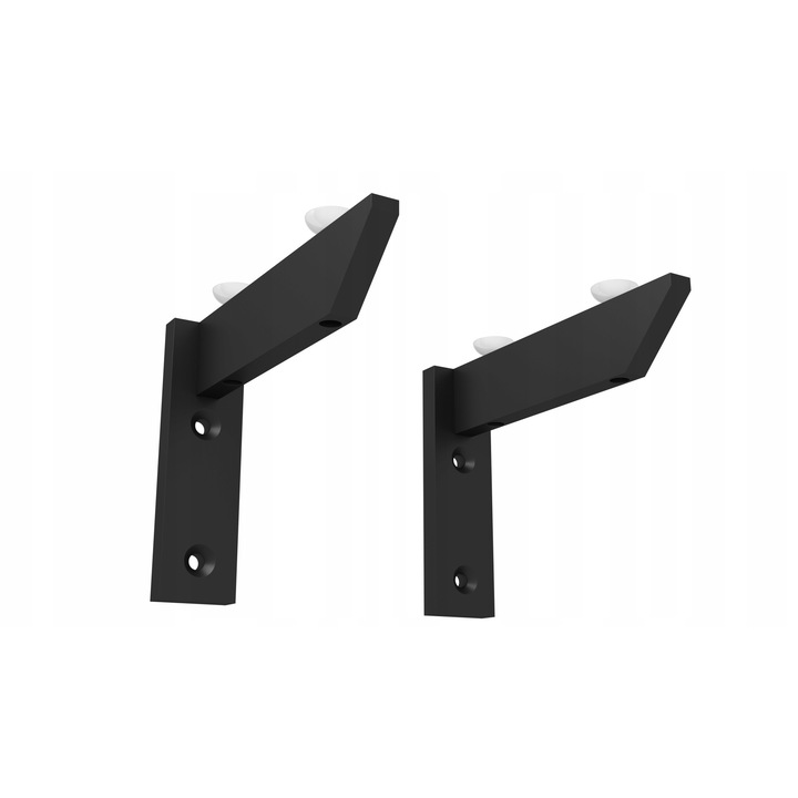 Set 2 suporturi pentru raft, Fest, 120mm, aluminiu anodizat, negru