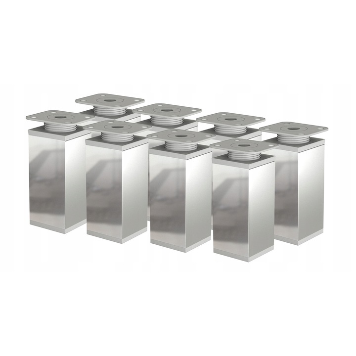 Set 8 x picioare de Mobila Regulate, Fest, Aluminiu Anodizat, 60 mm