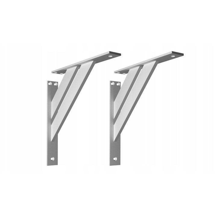 Set 2 suporturi pentru raft, Fest, aluminiu natural, 240mm, capacitate 35kg