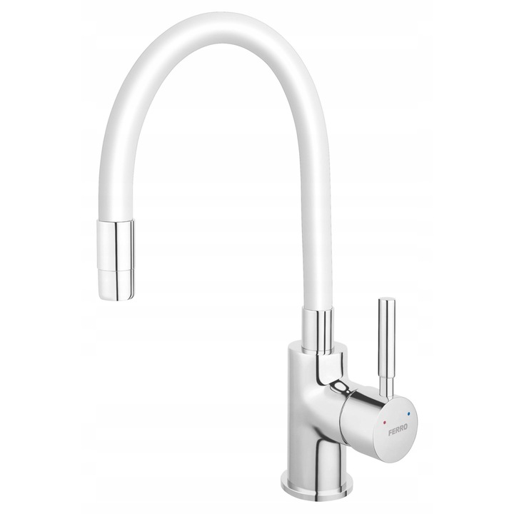 Baterie zlewozmywakowa ZUMBA, Ferro, elastyczna, alb, montaj unitar