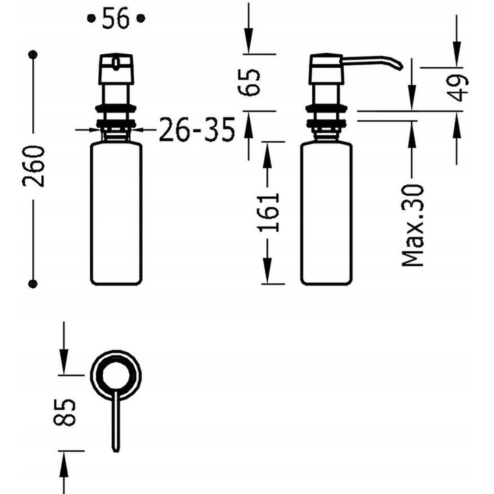 Дозатор за сапун, Tres, Selection, хром, 400 мл, 26x10см