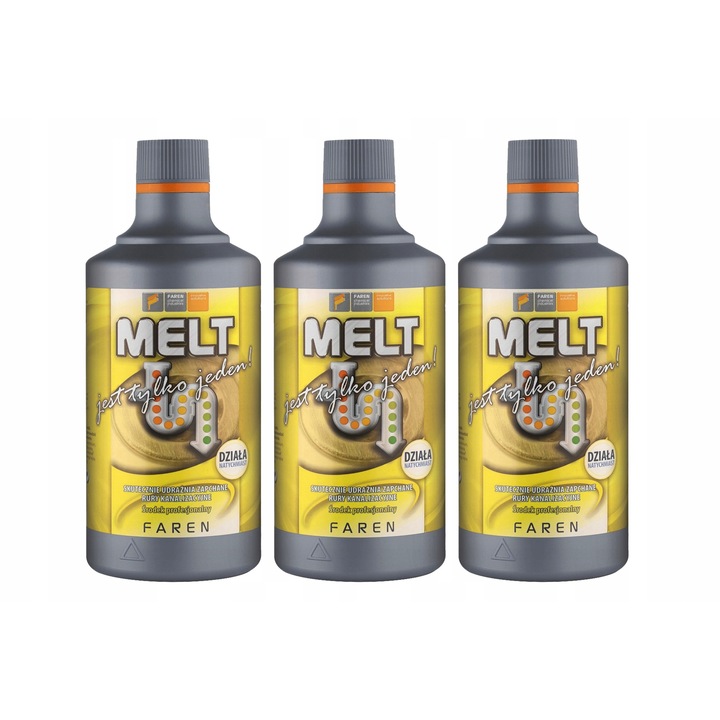 Set 12 preparaturi de desfundat tevi Faren Melt 750ml, cu manusi nitril x 2, pentru toate tipurile de instalatii sanitare