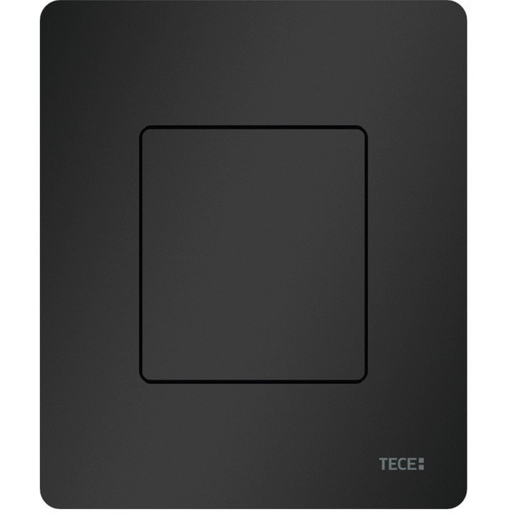 Buton de spalare pentru pisoar Tece SOLID, set cu cartus, inox periat, negru mat, 104x124x6mm