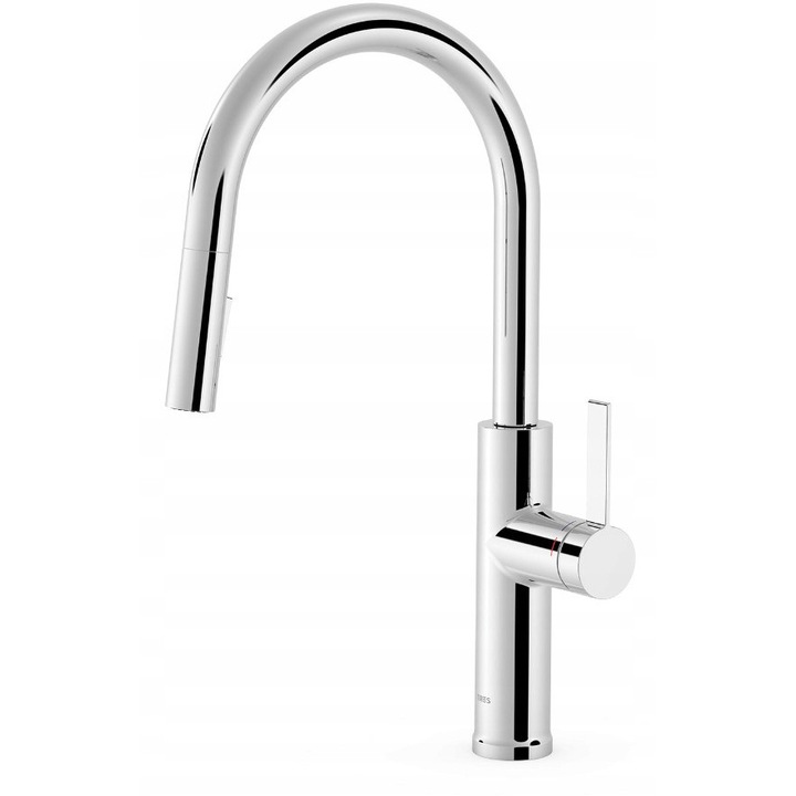 Санитарен смесител Tres, модел 23043804, с 2 вида струя, с изтеглящ се чучур, G3/8