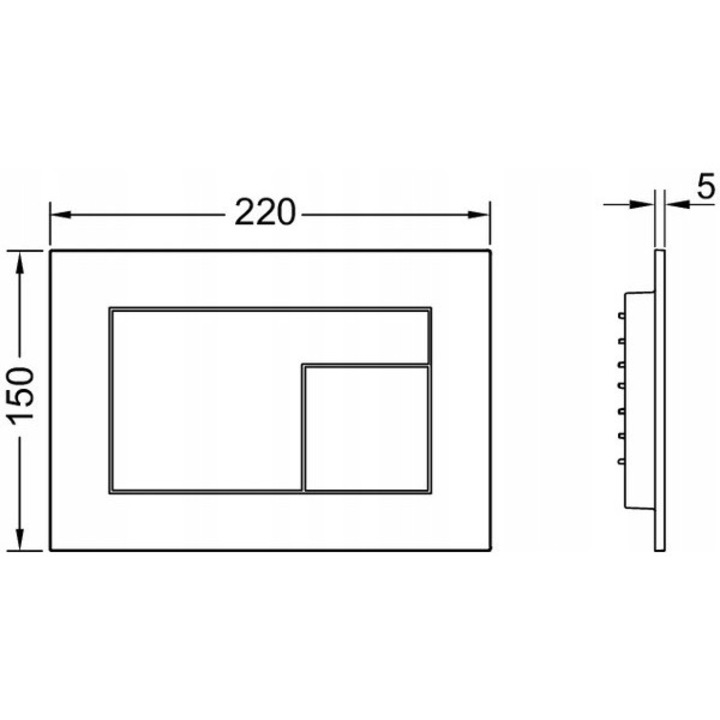 Buton spalare TECE Velvet, bej, 150x220x5mm, montare frontala/superioara, sistem de spalare dublu