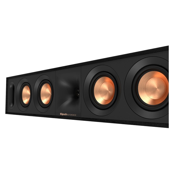 Boxa centrala Klipsch Reference R-30C, 2-way, 4×3,5" TCP cu membrana cuprata, tweeter aluminiu LTS in tub Tractrix, 8 Ω, 96 dB, Black Textured Wood Grain Vinyl, 126 x 660 x 173 mm, TQDP3003DU