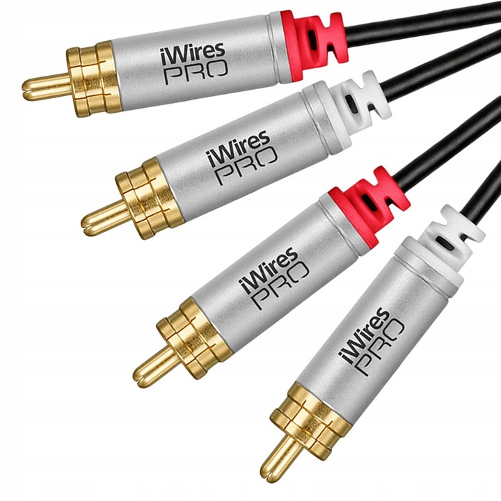 Кабели 2x RCA - 2x RCA, Techlink iWires PRO, 2м, позлатени накрайници, безкислородна мед