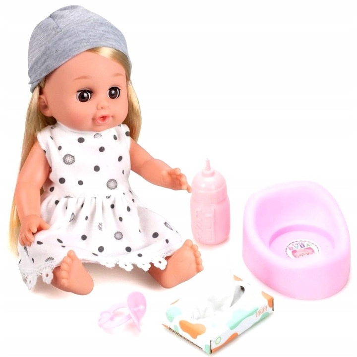 Papusa interactiva 31 cm, spune si canta, set cu olita, sticla si suzeta