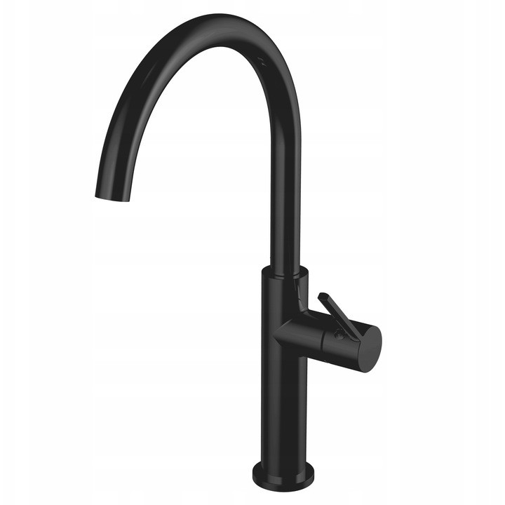 Baterie sanitara Tula, mosiadz, neagra, 380x281mm, cu wylewka rotativa