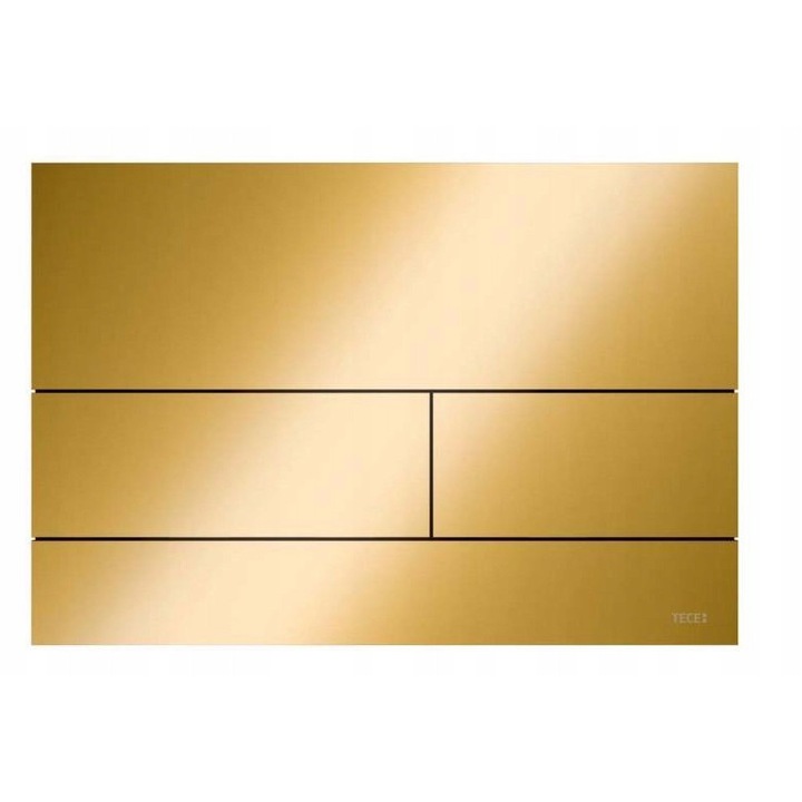 Buton de spalare WC Tece Square II, metalic, auric lucios, 220x150x3 mm