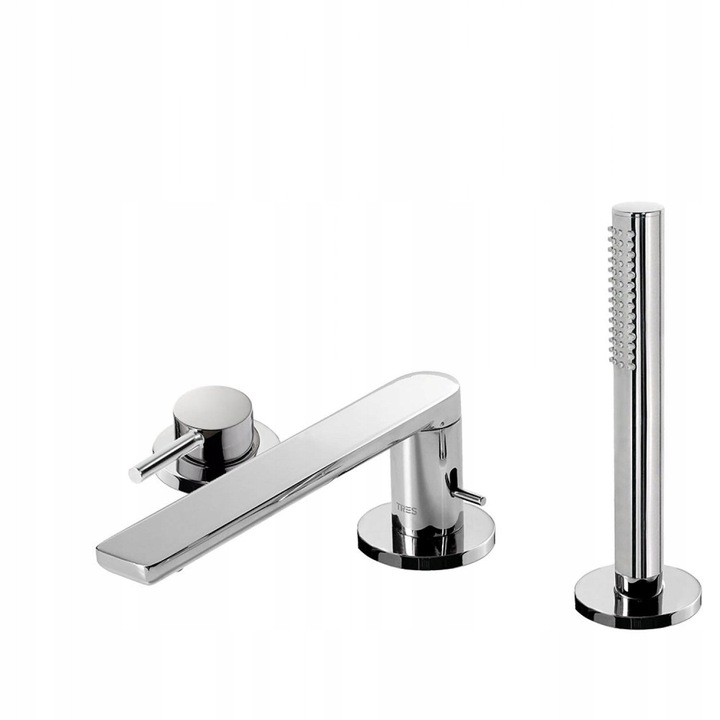 3-дупков смесител за баня, Tres Max, хром, комплект за душ, 18см