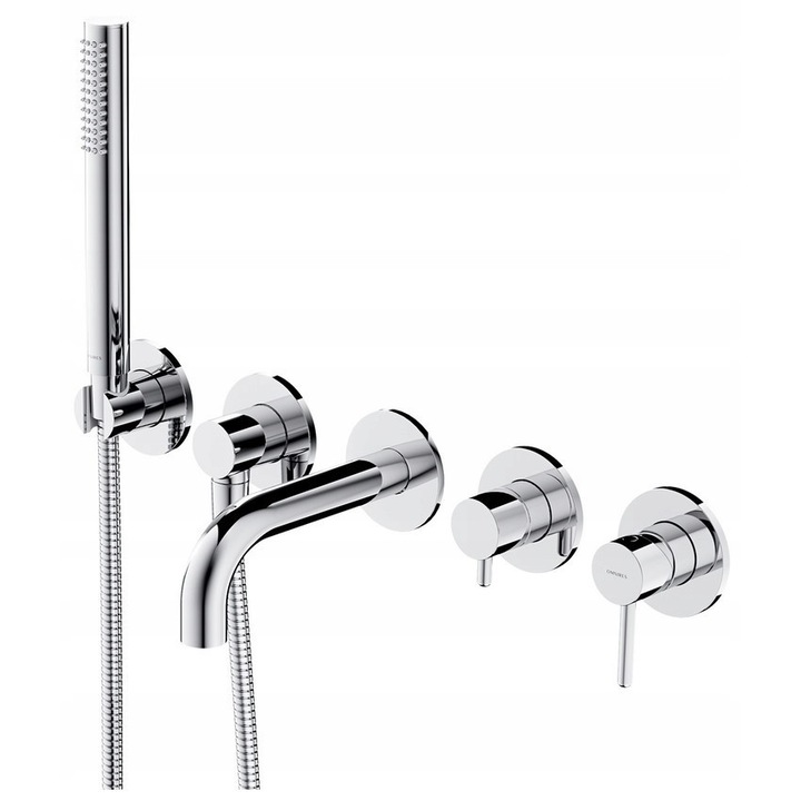 Baterie sanitara, Omnires, model Y, 5-otvoruri, crom, montaj subtire, dimensiune rozete: o7,2cm