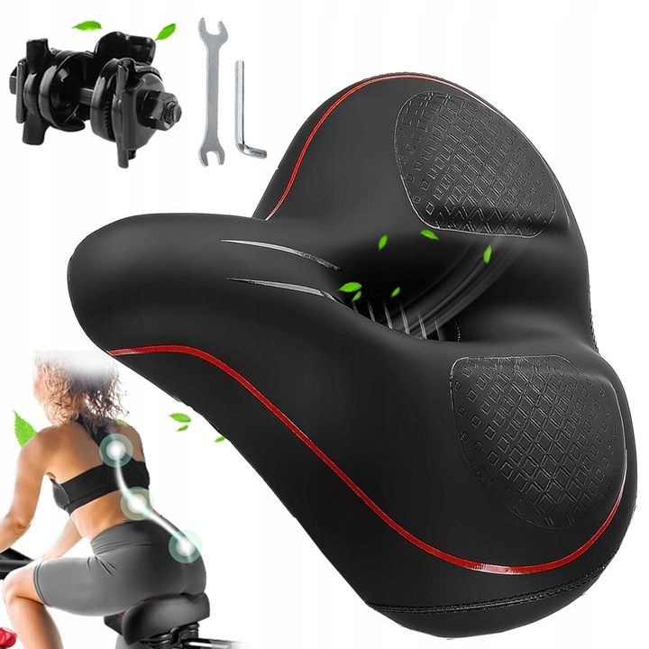 Pachet set: Siodelko Rowerowe, Negru, 10,4x10,4x5,1 inch, Material: Piele PU + Spuma Poliuretanica
