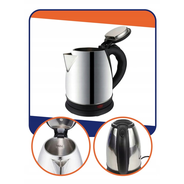 Fierbator electric fara fir 2L 1500W inox argintiu