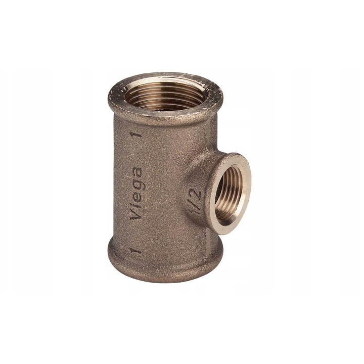 Trojnik 1" din bronz Viega, 3 conexiuni, dimensiuni 1x1x1 inch, brut