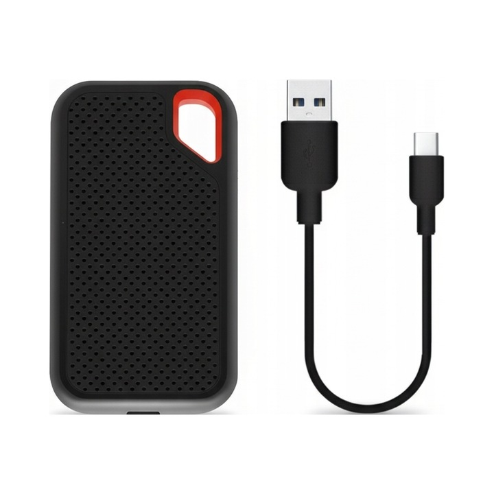 Dysk SSD extern 4TB USB-C, compatibil cu iPhone, Android, laptopuri, dimensiuni 65x38x9mm, set compact