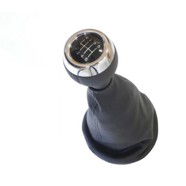 Set accesorii schimbator de viteze pentru MINI COOPER R60 R61, piele, cromat, 6 trepte