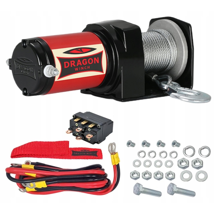 Winch electric Dragon Winch DWM 2000 ST, 10m, 12V, 2000 lb, pentru ATV/UTV