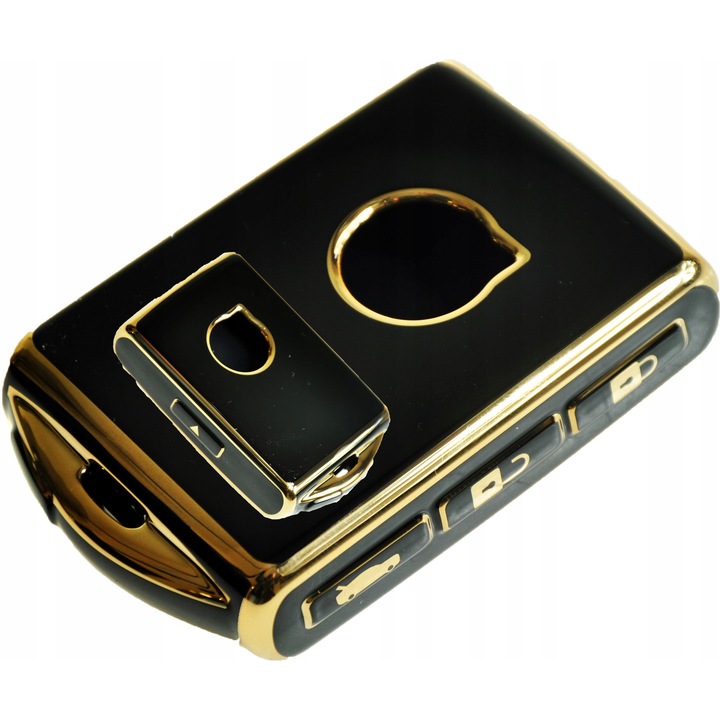 Husa protectie cheie auto, negru-auriu, pentru modele Volvo S90, V90, V60, XC40, XC60, XC90, set