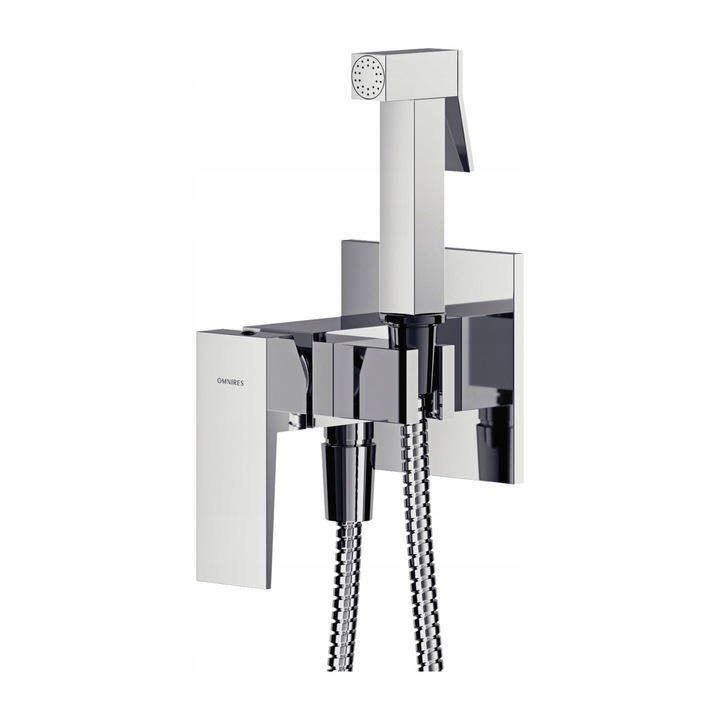 Set baterie bideta subtire, Omnires, 1-functionala, crom, 125cm