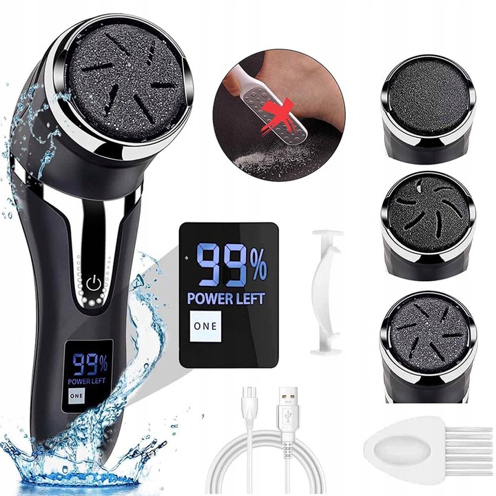 Set Pila Electric pentru Picioare, BEDEE, 3 Capete Interchangeabile, Viteze Reglabile, Waterproof