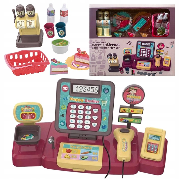 Set joaca supermarket, Kasa fiscala, multicolor, 3+ ani