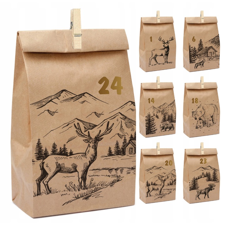 Set 24 Pungi DIY pentru calendar advent, bej