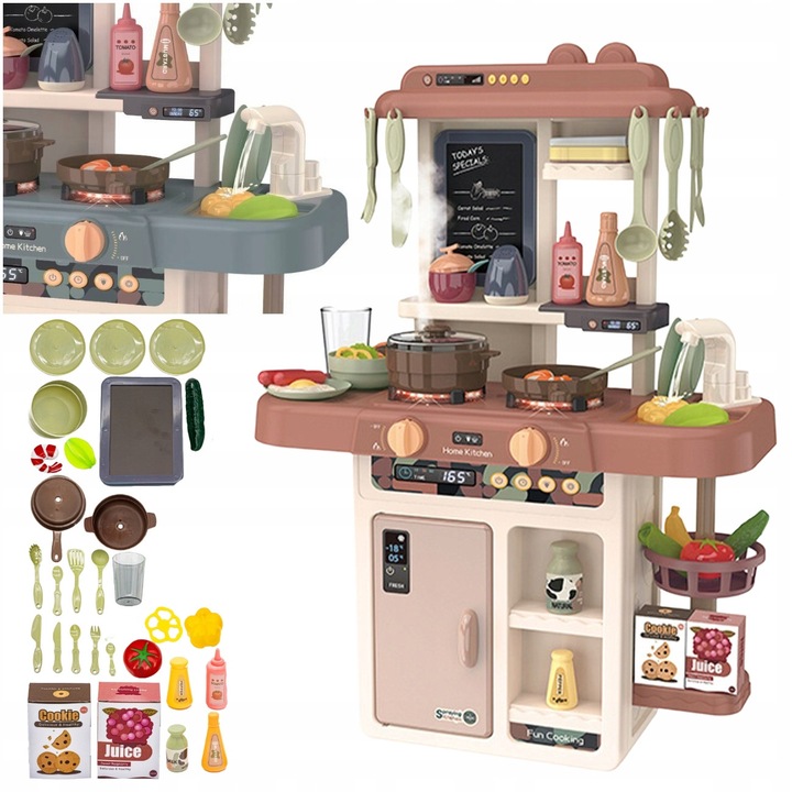 Bucatarie interactiva pentru copii, 42 elemente, efecte de sunet si lumina, 63x45,5x22cm
