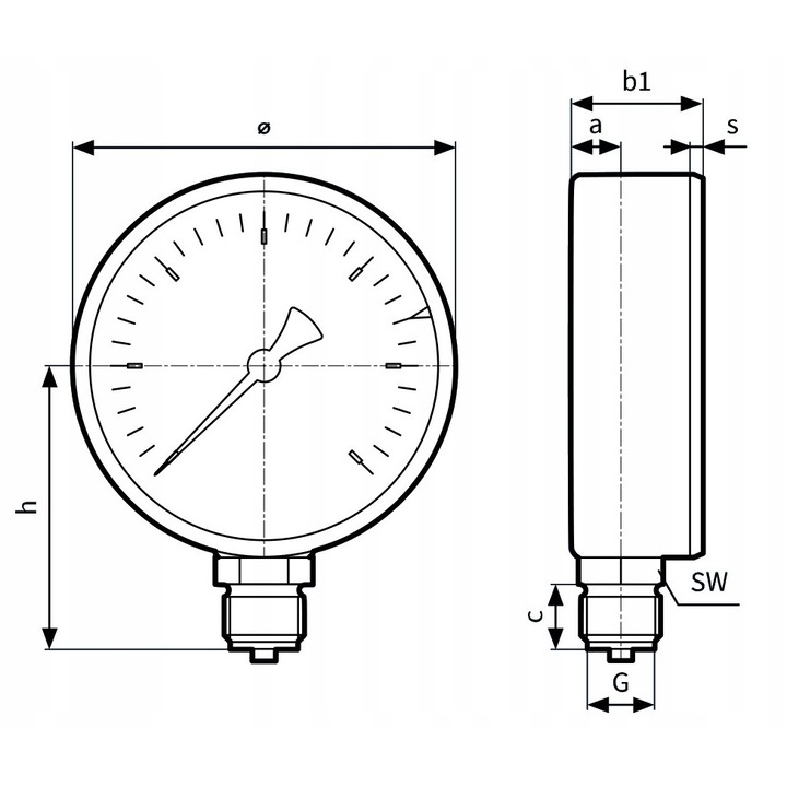Manometru Afriso RF 80mm 0-4 bar radial plastic G1/2