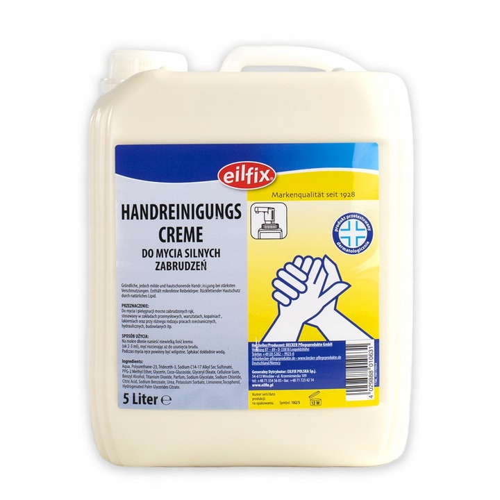 Паста за миене на ръце EILFIX, 5л, светло жълта, за упорити замърсявания