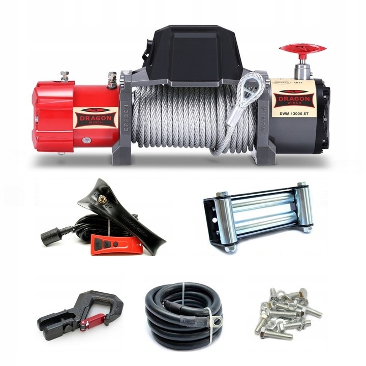 Winch electric Dragon Winch Maverick 13000 lb, 12V, cablu de otel 20m, IP67, pentru autolawete