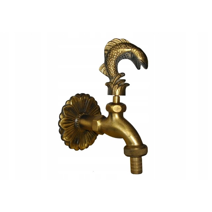 Robinet de gradina cu iesire 3/4", aur vechi, 1/2", cu rozeta decorativa