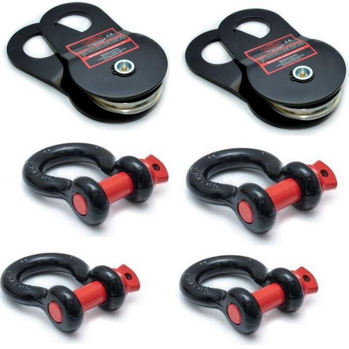 Система за теглене, Dragon Winch, комплект x2 ролки 8T 8000kg + x4 шегели 1/1 8,5T, офроуд, 235x125mm