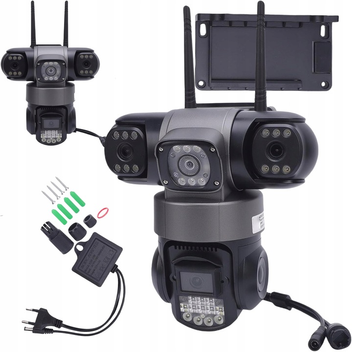 Camera de supraveghere WiFi 3x2MP, detectie AI, H.265, 128GB, exterior