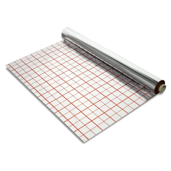 Folie pentru incalzire in pardoseala, 50m x 1m x 0,105mm, metalizata, set