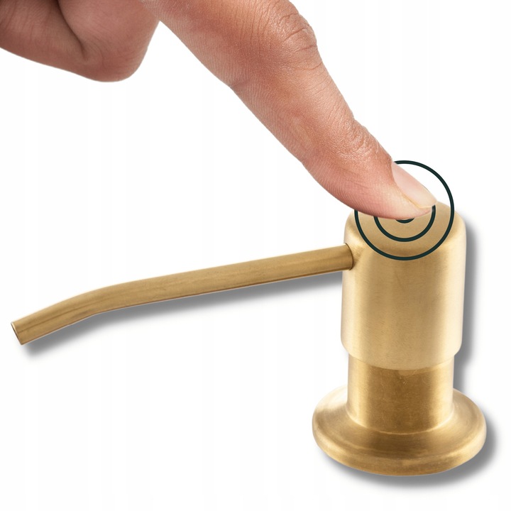 Mosogatószer adagoló, Sink Quality, egyszerű modell, 400 ml, arany, 3,5 cm-es munkalapba szerelhető