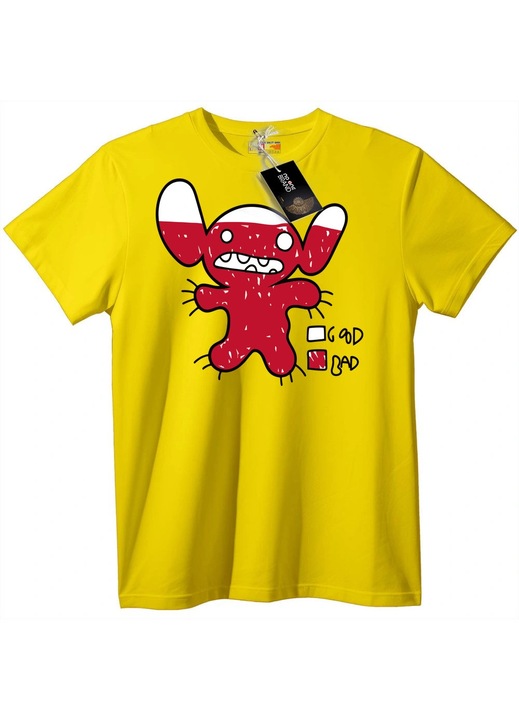 Tricou Roșu cu monstru de desene animate, Galben