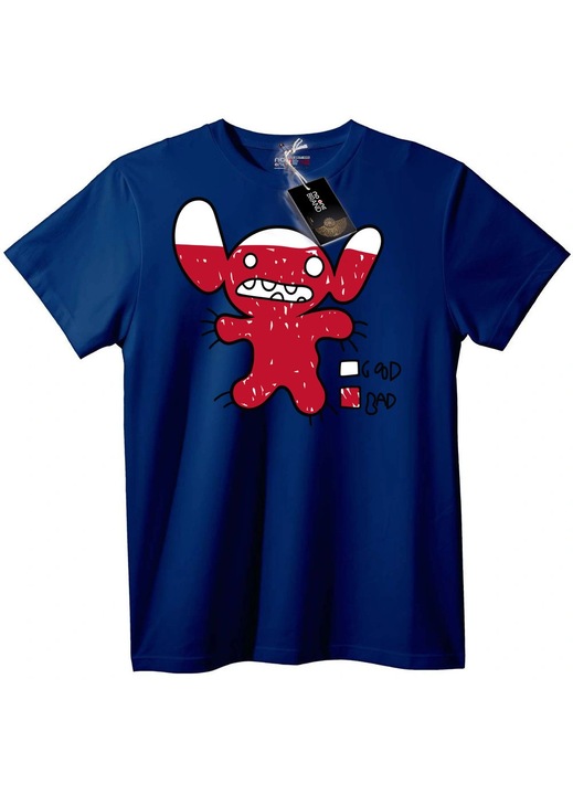 Tricou Roșu cu monstru de desene animate, Bleumarin