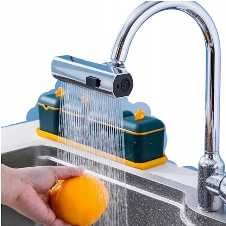 Adaptor pentru baterie, fara marca, aerator rotativ, argintiu, 3 moduri de jet de apa, economisire apa, asamblare rapida fara unelte, utilizare universala in bucatarie si baie, cu filet exterior m22x1, m24x1, nou, original, mod de functionare variabil