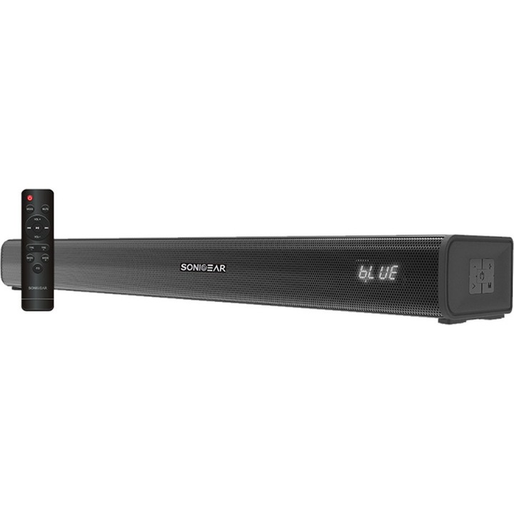 Soundbar Sonic Gear Sonic Bar HD 2000, 2.0 canale, 80W, Bluetooth, 610x105x62mm, negru