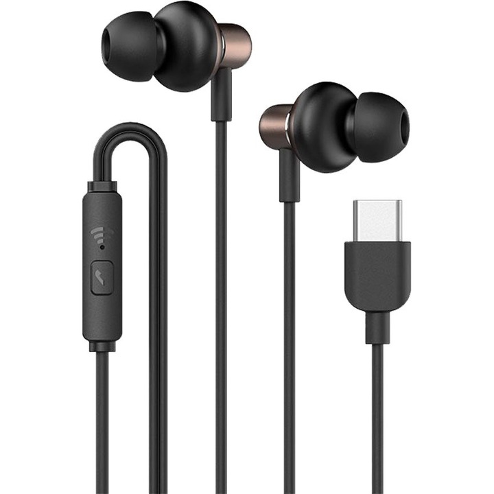 Casti cu fir Sonic Gear HyperBass Buds 1, Gun Metal, 12mm