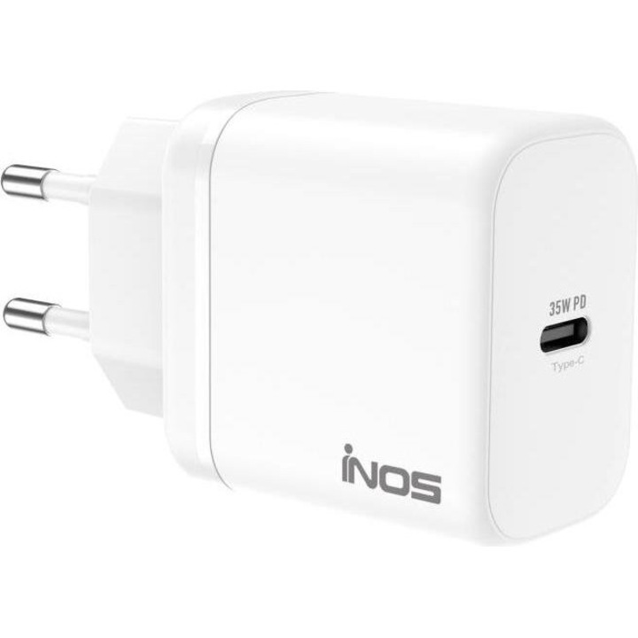 Incarcator de calatorie iNOS 35W USB-C, tehnologie GaN, suporta PD & QC 3.0, alb
