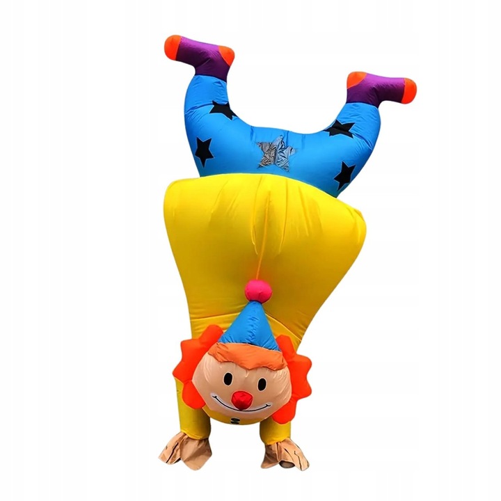 Costum gonflabil, fara marca, 9201, universal, unisex, efect de personaj inversat, ventilator incorporat, umflare rapida, material usor, usor de curatat, alimentat cu baterii AA sau baterie externa, set cu pompa, multicolor, poliester, cusaturi intarite