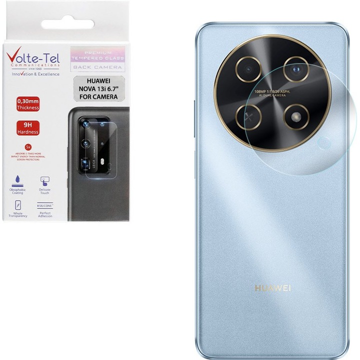 Folie de protectie Volte-Tel pentru camera Huawei Nova 13i, 9H, 0.30mm, set complet