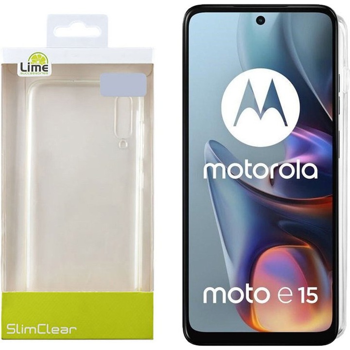 Husa telefon Motorola Moto E15 4G, Lime, SlimClear, transparent, 6.67"