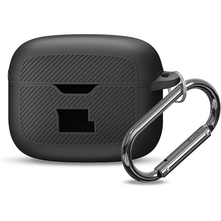 Szilikon tok JBL Tune Buds fülhallgatóhoz, ütés- és vízálló, hordozható, fém csattal, 2 darabos készlet, fekete