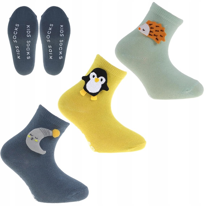 Sosete copii Moraj set 3 perechi 17-18, multicolor, din bumbac cu elastan