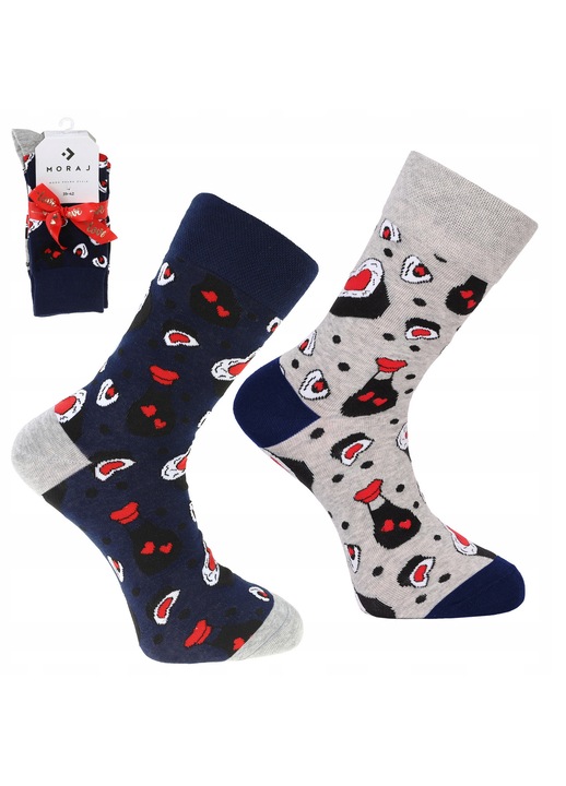 Sosete barbati, set 2 perechi, Moraj, design inimioare, 35-38, bumbac