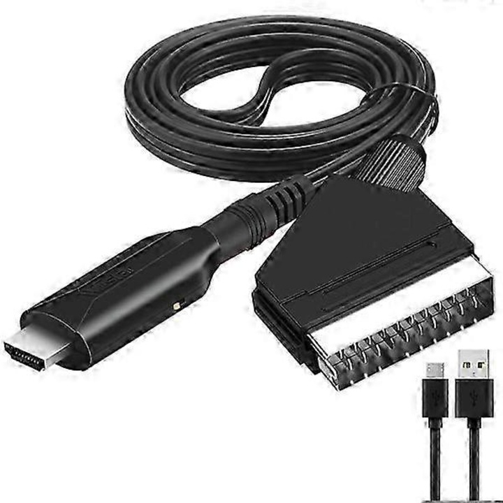 Converter SCART la HDMI, 1080P, cablu adaptor audio-video, pentru HDTV, set