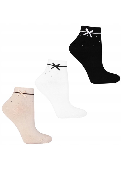 Дамски чорапи, комплект 3 броя, Moraj, бежов, бял, черен, 38-41